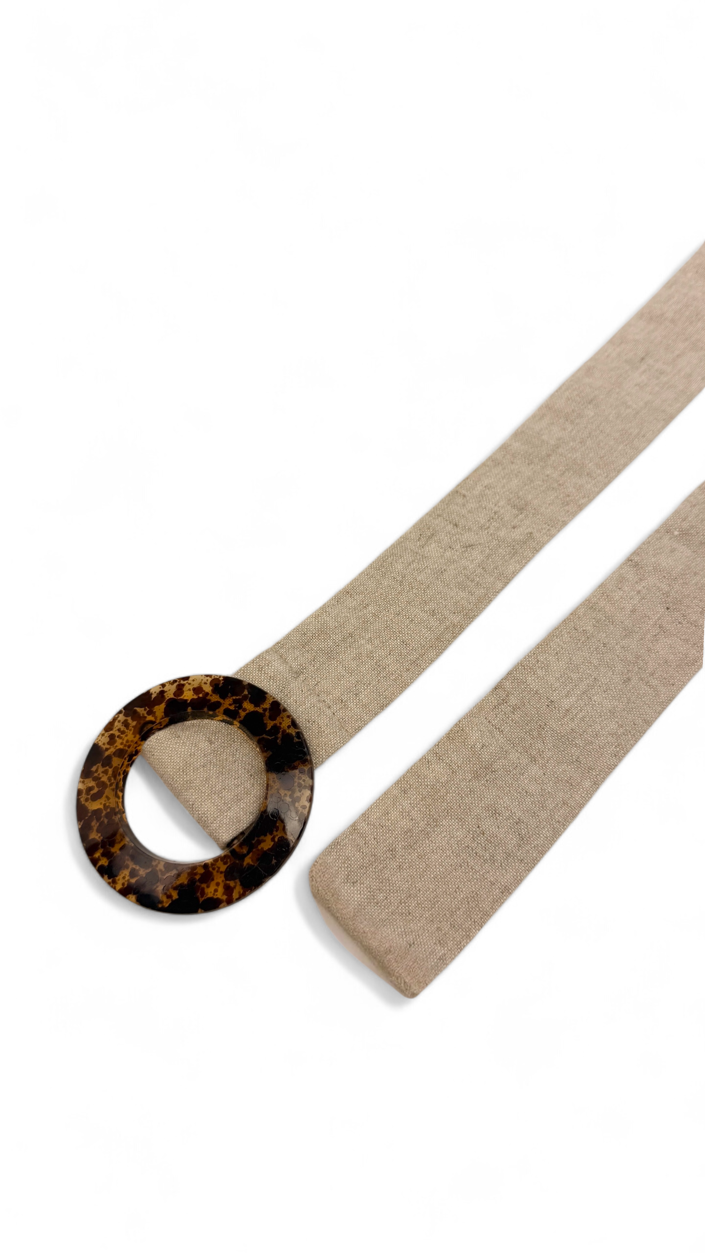 Linen Belt with Tortoiseshell Buckle