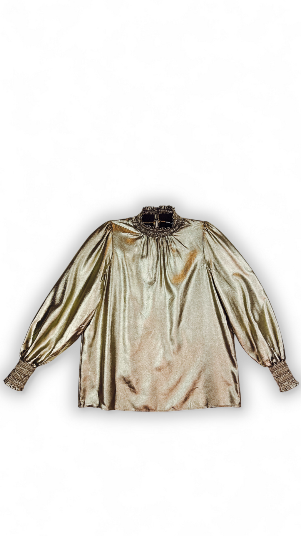 Metallic high neck blouse gold long sleeves - Size S | Karl Lagerfeld