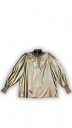 Metallic high neck blouse gold long sleeves - Size S | Karl Lagerfeld