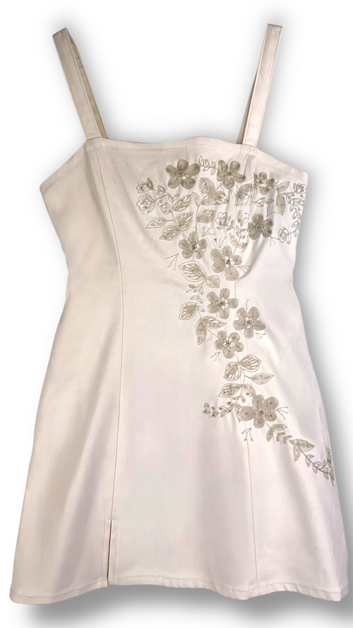Embroidered Floral Mini Dress – XS
