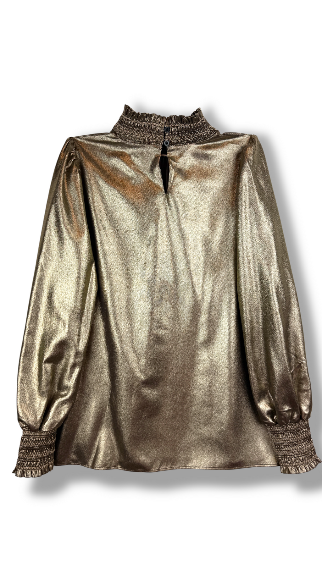 Metallic high neck blouse gold long sleeves - Size S | Karl Lagerfeld