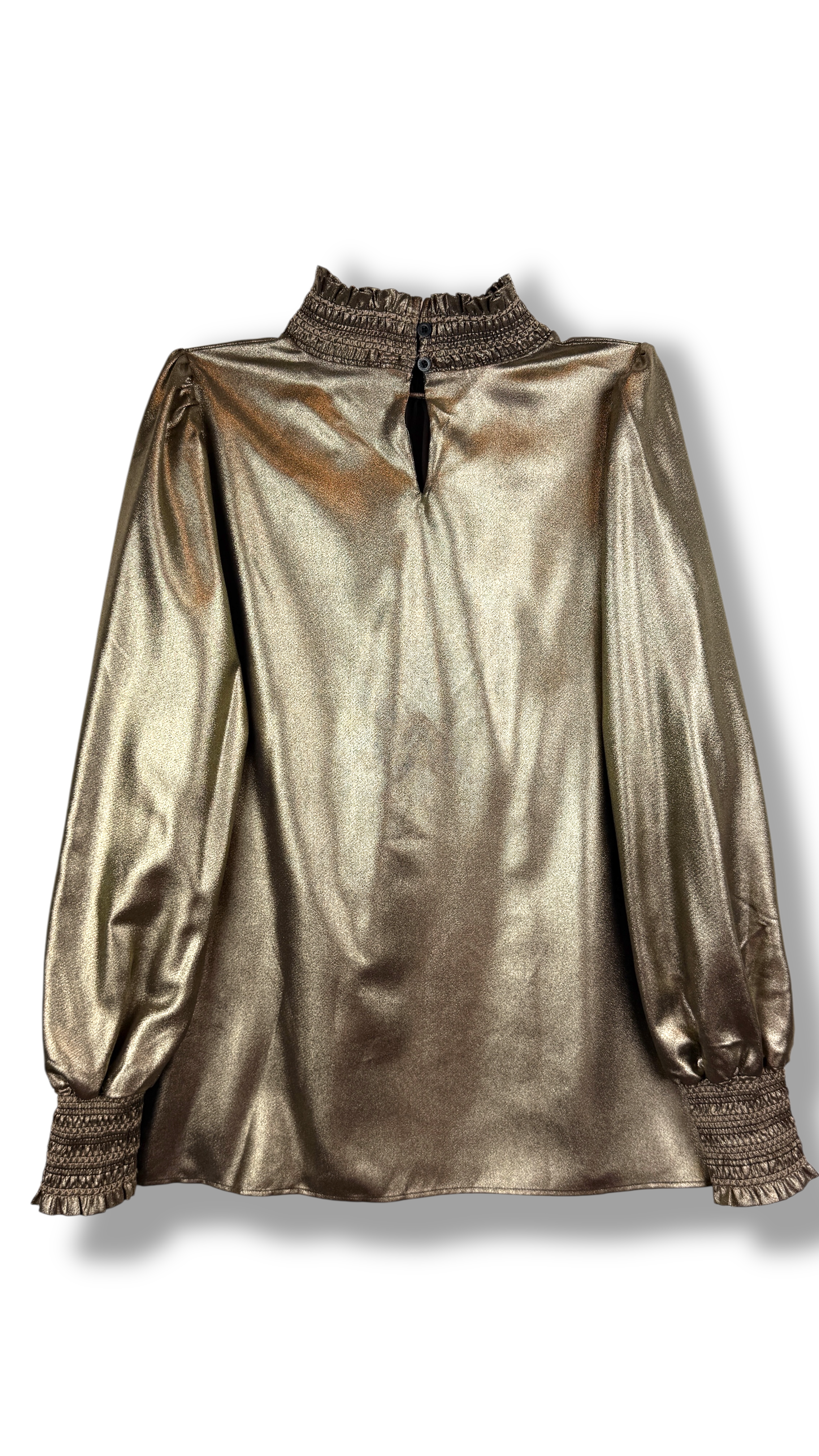 Metallic high neck blouse gold long sleeves - Size S | Karl Lagerfeld