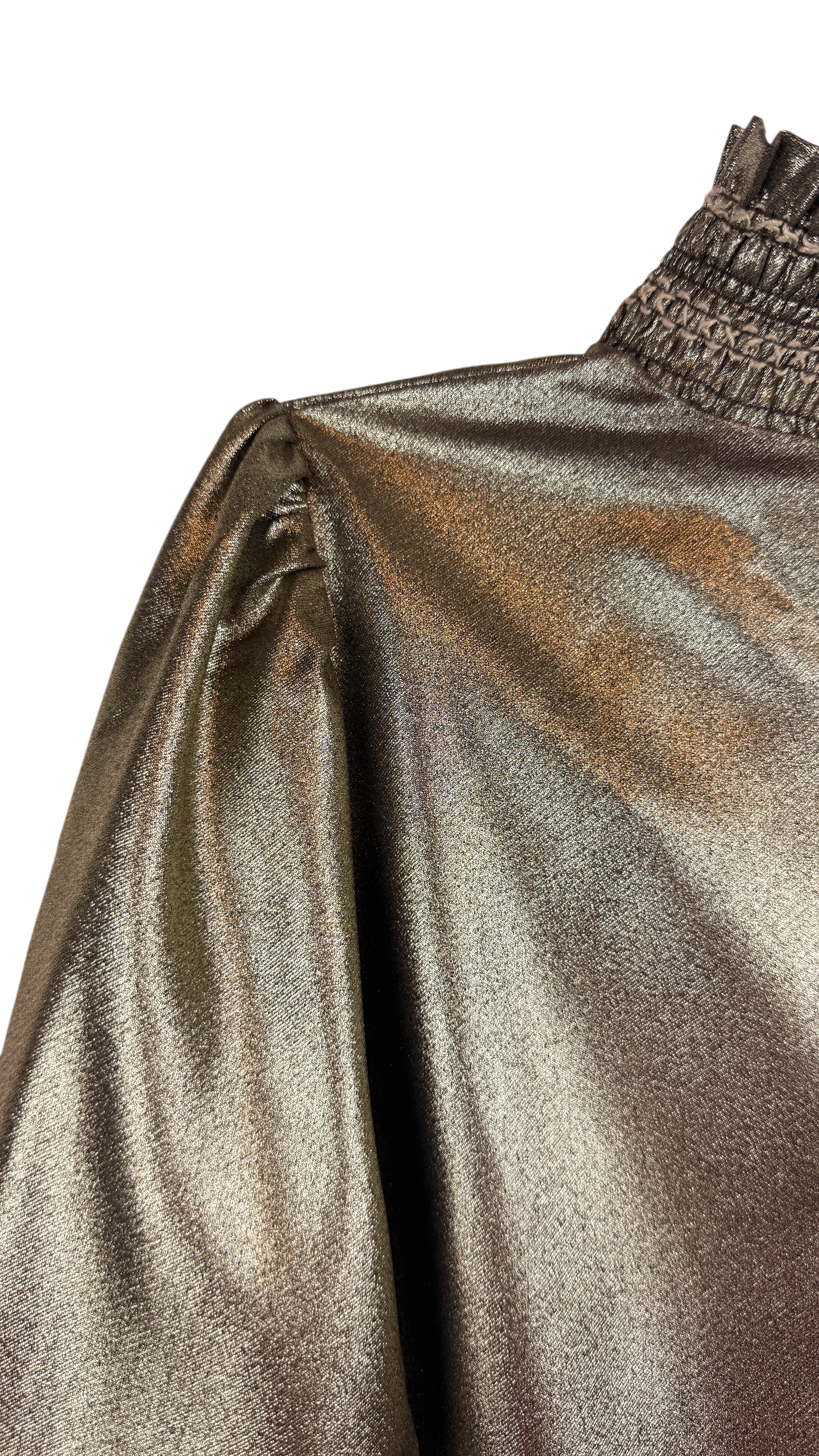 Metallic high neck blouse gold long sleeves - Size S | Karl Lagerfeld