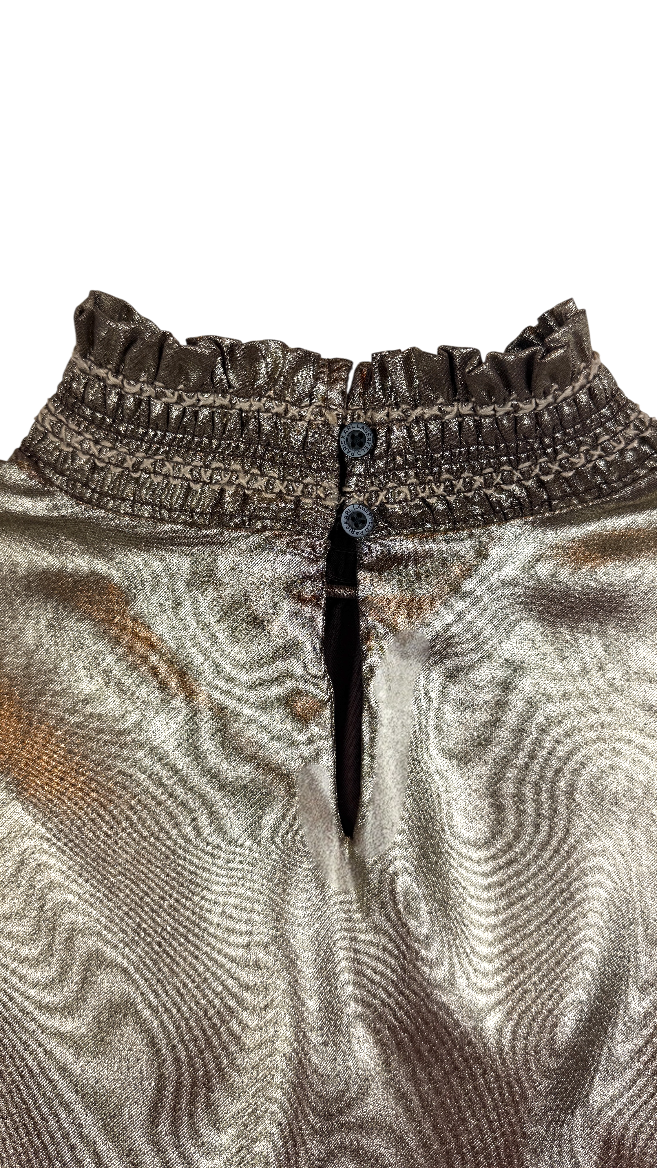 Metallic high neck blouse gold long sleeves - Size S | Karl Lagerfeld