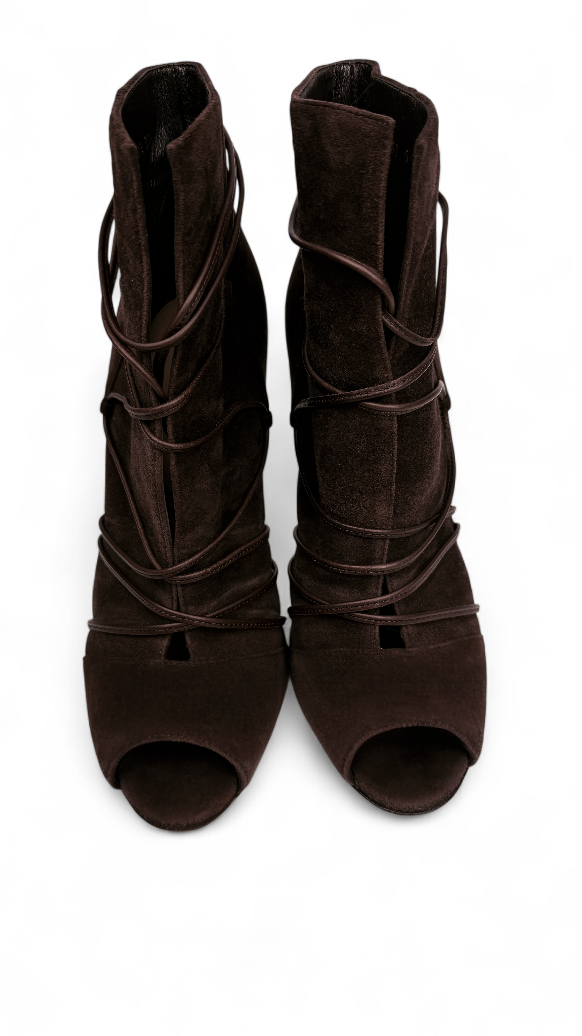 Peep-toe Suede Ankle Boots – Brown 37.5 | Gianvito Rossi