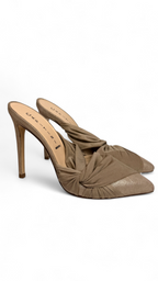 Glitter Fabric Pointed-toe Mules Size 37 – Taupe | CAPITINI