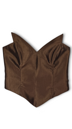 Front view of metallic brown structured corset top Santiago Sanchez