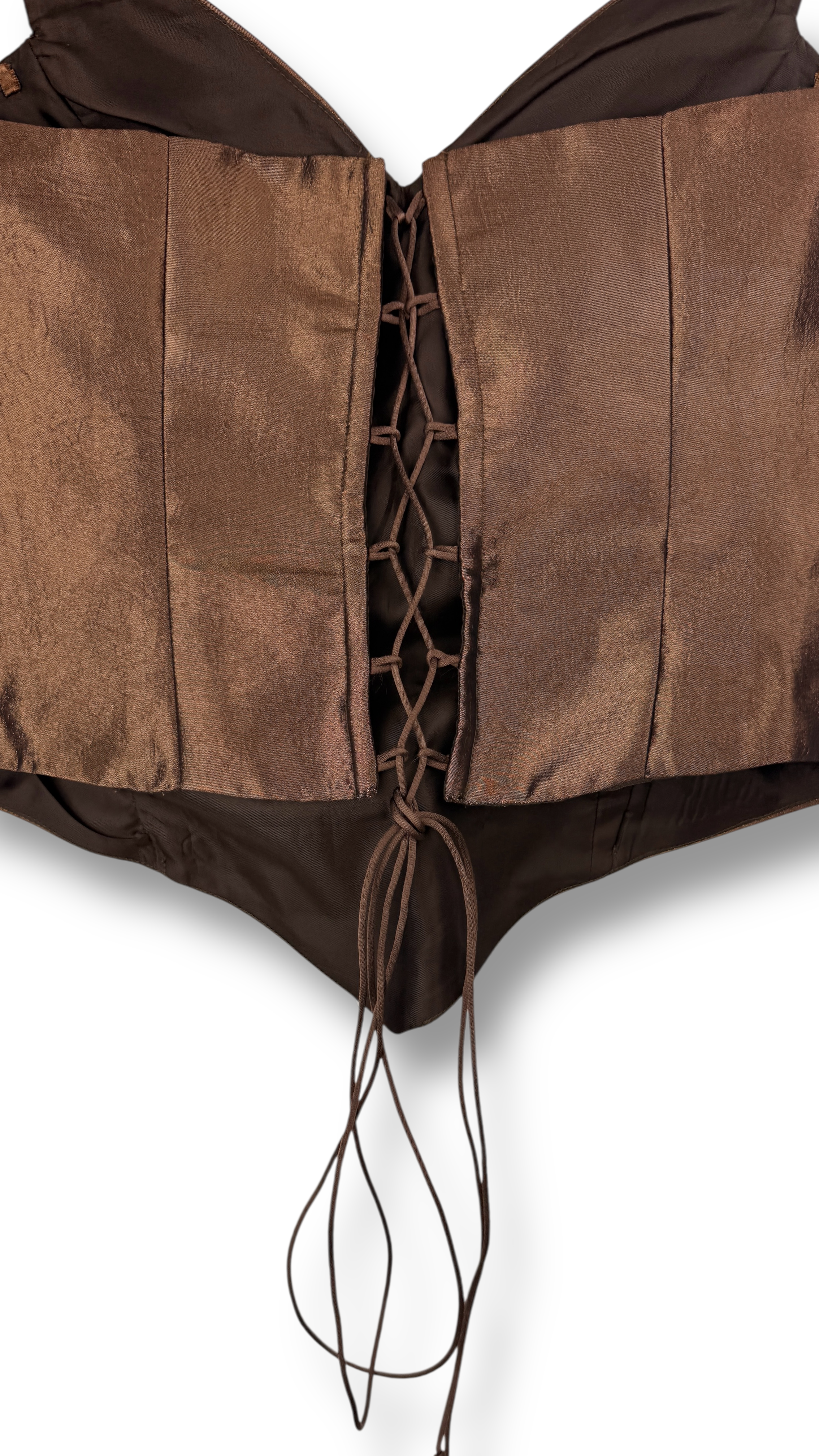 Metallic Brown Structured Corset Top | Santiago Sanchez
