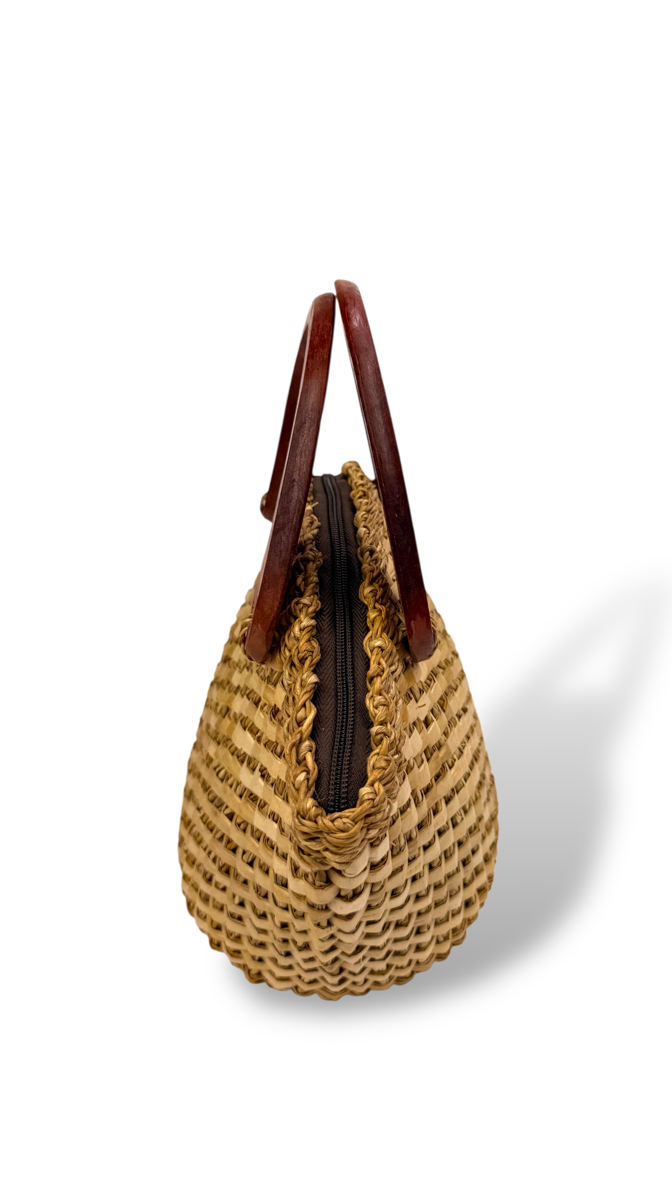 Structured Woven Tote with Wooden Handles
