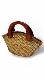 Structured Woven Tote with Wooden Handles