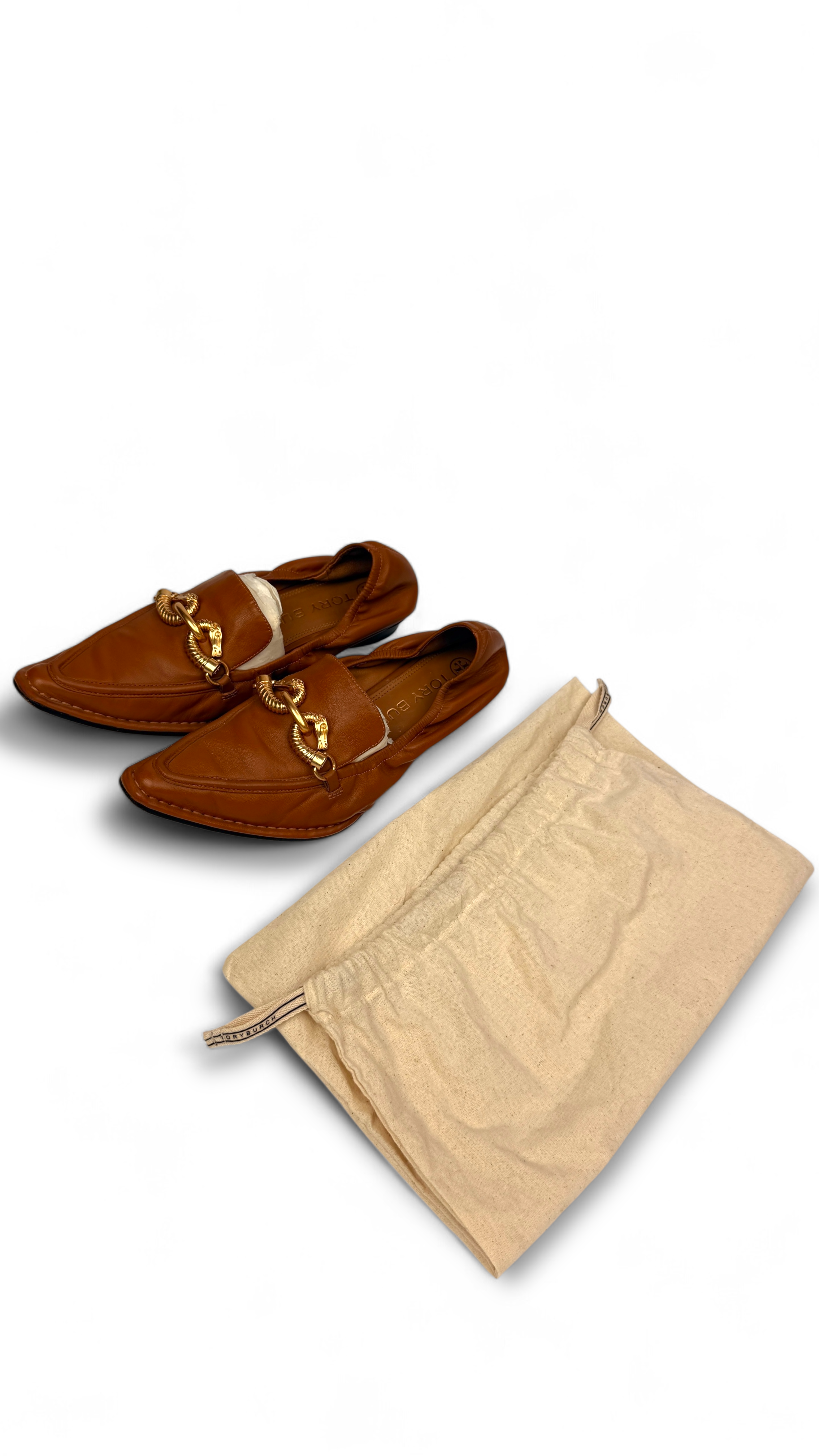 Camel Leather Chain Flats – Size 39 | Tory Burch