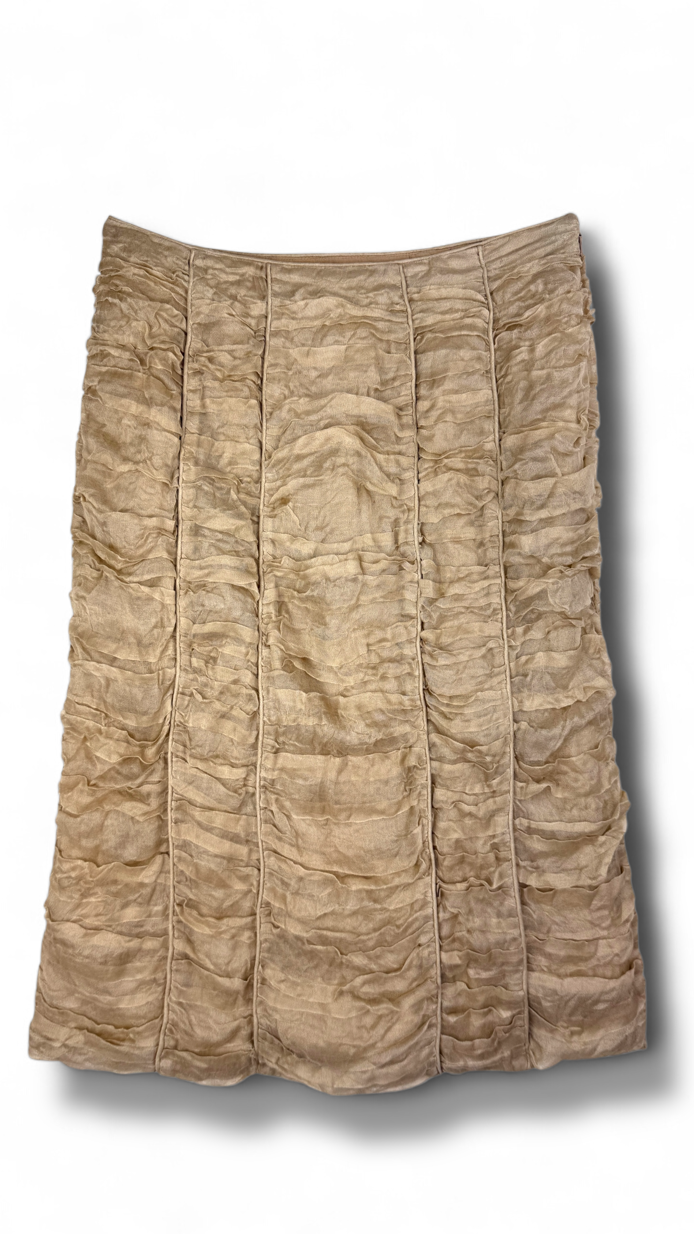 Ruched Beige Midi Skirt – Size 44 | Burberry