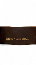 Wide genuine leather belt in dark brown with aged brass buckle – Size 95