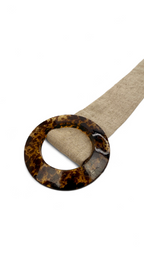Linen Belt with Tortoiseshell Buckle
